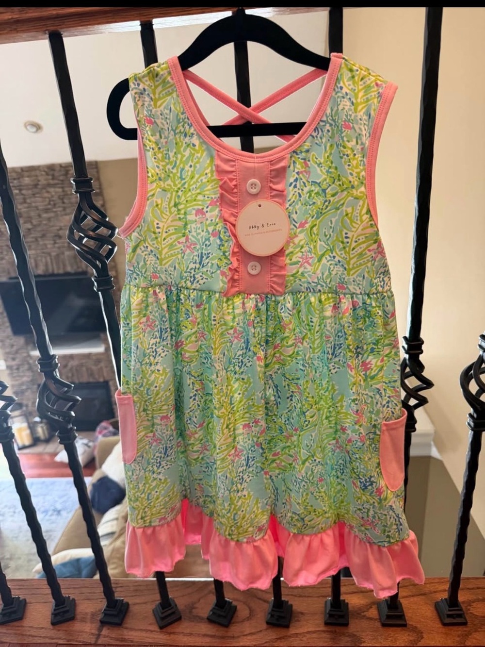 Lilly & Emma Pink-Trim Floral Girls' Casual Dress